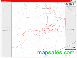 Martin County, TX Zip Code Wall Map