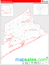 Matagorda County, TX Zip Code Wall Map