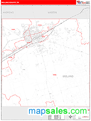 Midland County, TX Zip Code Wall Map