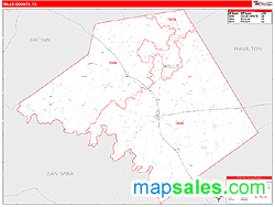 Mills County, TX Zip Code Wall Map