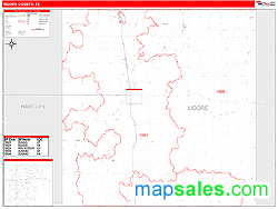 Moore County, TX Zip Code Wall Map