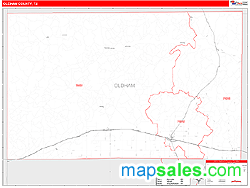 Oldham County, TX Zip Code Wall Map