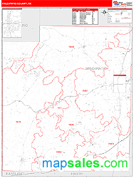 Palo Pinto County, TX Zip Code Wall Map