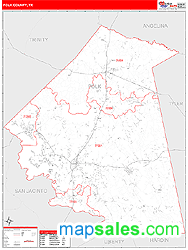 Polk County, TX Zip Code Wall Map