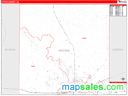 Potter County, TX Zip Code Wall Map