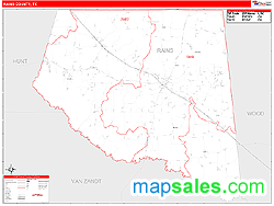 Rains County, TX Zip Code Wall Map