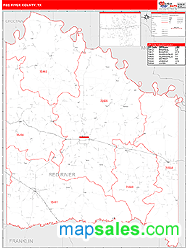 Red River County, TX Zip Code Wall Map