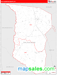 San Augustine County, TX Zip Code Wall Map