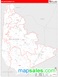 San Jacinto County, TX Zip Code Wall Map