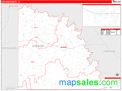 San Saba County, TX Zip Code Wall Map