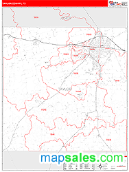 Taylor County, TX Wall Map