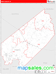 Trinity County, TX Zip Code Wall Map