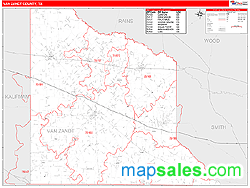 Van Zandt County, TX Zip Code Wall Map