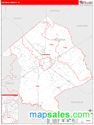 Victoria County, TX Zip Code Wall Map