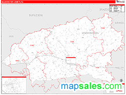 Washington County, TX Zip Code Wall Map