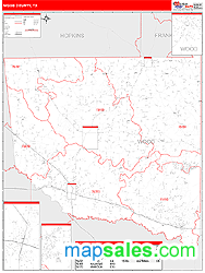 Wood County, TX Zip Code Wall Map