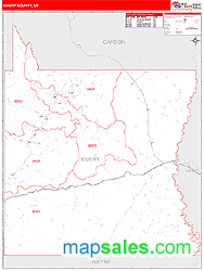 Emery County, UT Zip Code Wall Map