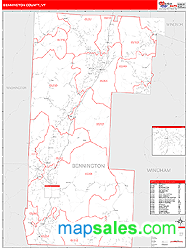 Bennington County, VT Zip Code Wall Map
