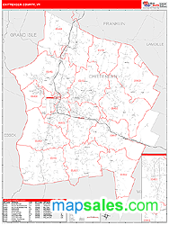 Chittenden County, VT Zip Code Wall Map