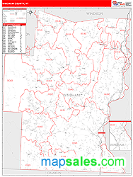 Windham County, VT Zip Code Wall Map