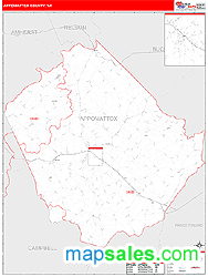 Appomattox County, VA Zip Code Wall Map