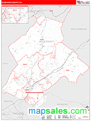 Botetourt County, VA Zip Code Wall Map