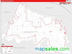 Charles City County, VA Zip Code Wall Map