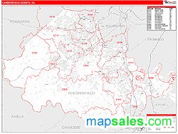 Chesterfield County, VA Zip Code Wall Map