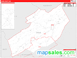 Craig County, VA Zip Code Wall Map