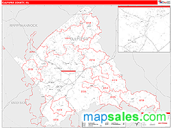 Culpeper County, VA Zip Code Wall Map