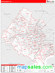 Fairfax County, VA Zip Code Wall Map