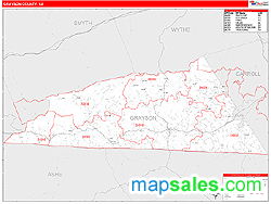 Grayson County, VA Zip Code Wall Map