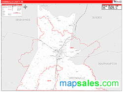 Greensville County, VA Zip Code Wall Map