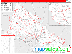 Hanover County, VA Zip Code Wall Map