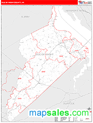 Isle of Wight County, VA Zip Code Wall Map