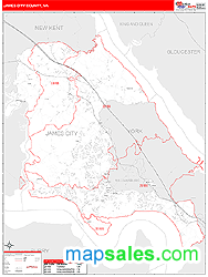 James City County, VA Zip Code Wall Map