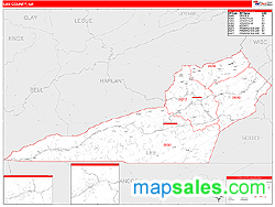 Lee County, VA Zip Code Wall Map