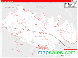New Kent County, VA Zip Code Wall Map