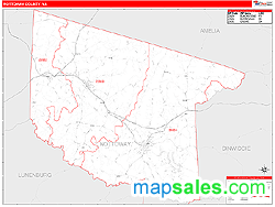 Nottoway County, VA Zip Code Wall Map