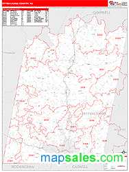 Pittsylvania County, VA Zip Code Wall Map