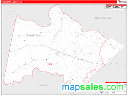 Powhatan County, VA Zip Code Wall Map