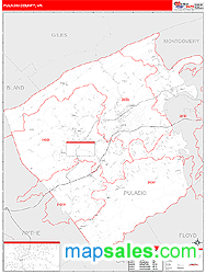 Pulaski County, VA Zip Code Wall Map