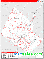 Rockingham County, VA Zip Code Wall Map