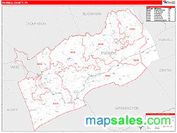 Russell County, VA Zip Code Wall Map