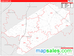 Sussex County, VA Zip Code Wall Map