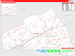 Washington County, VA Zip Code Wall Map