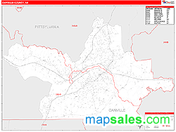 Danville County, VA Zip Code Wall Map