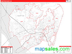 Hampton County, VA Zip Code Wall Map