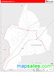 Harrisonburg County, VA Zip Code Wall Map