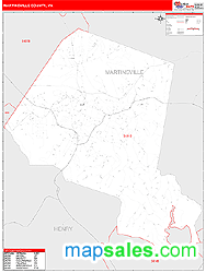 Martinsville County, VA Zip Code Wall Map